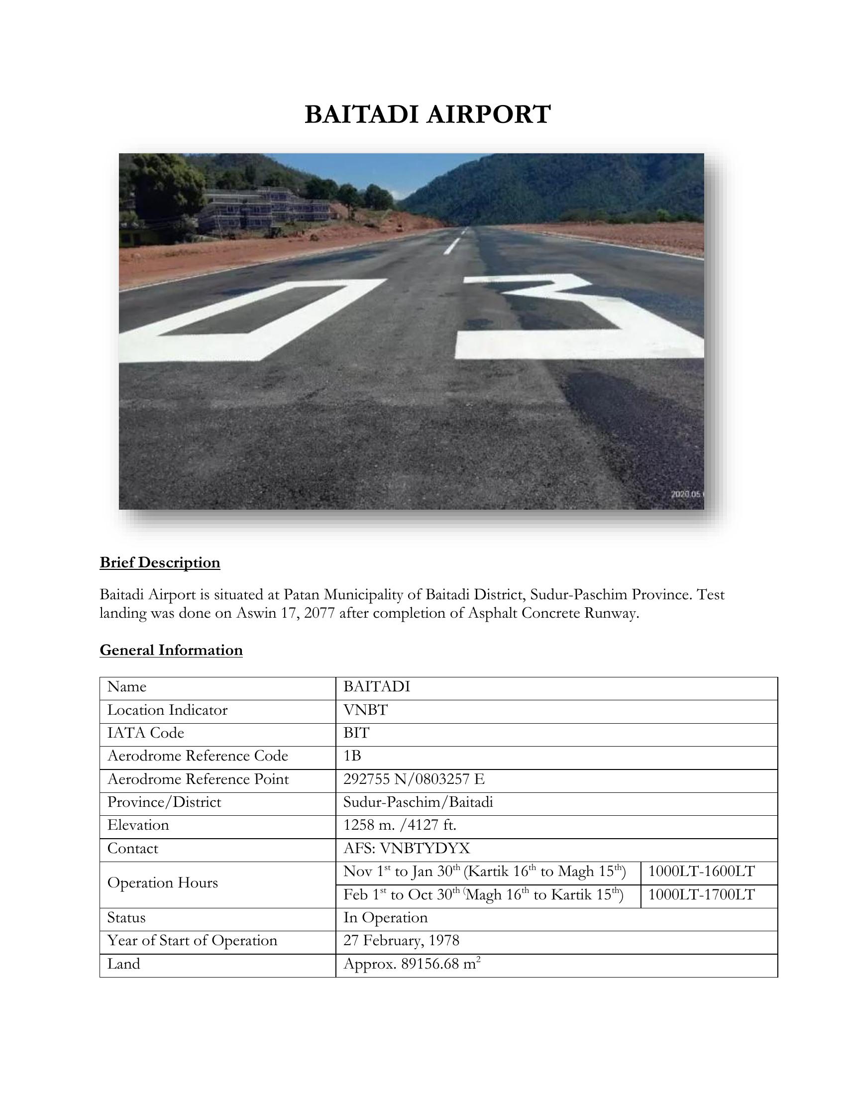 BAITADI AIRPORT| Resources