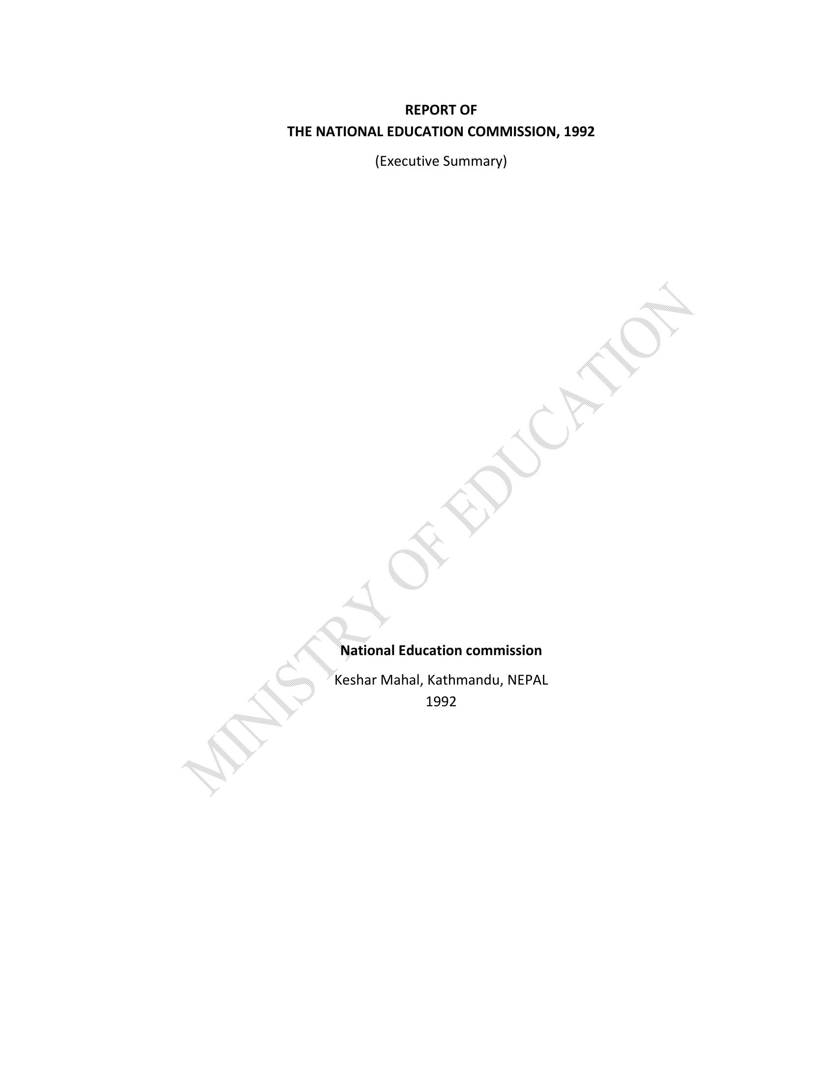 national education commission report