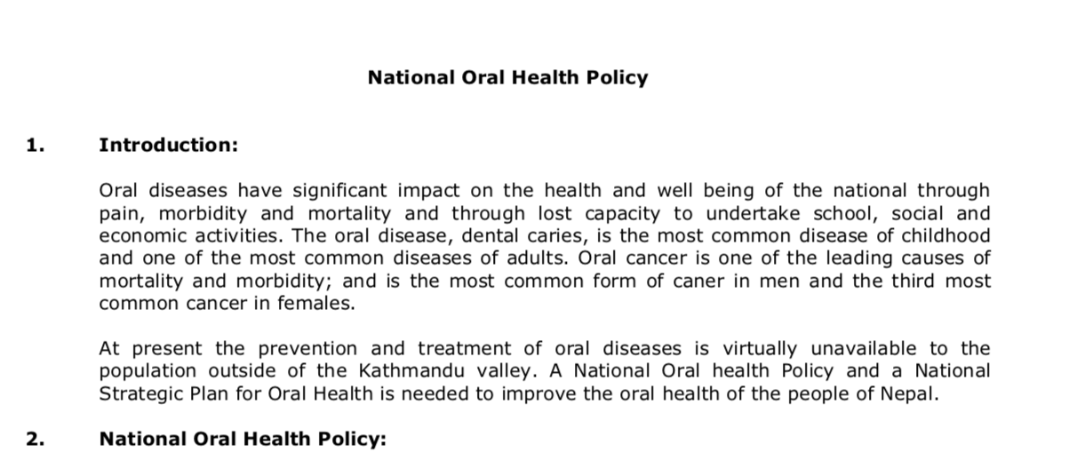 National Oral Health Policy