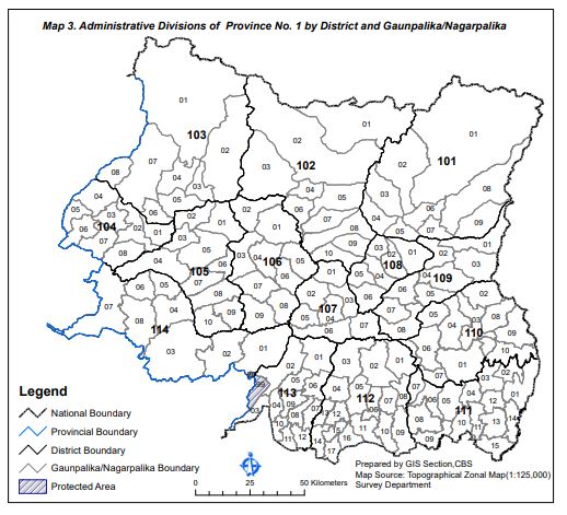 Province No 1 Map Map 3. Administrative Divisions Of Province No.1 By District And  Gaunpalika/ Nagarpalika| Resources